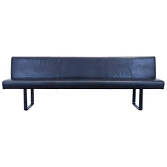 Designer Leather Bench Black Four-Seat Modern Swiss Air Lounge Sofa