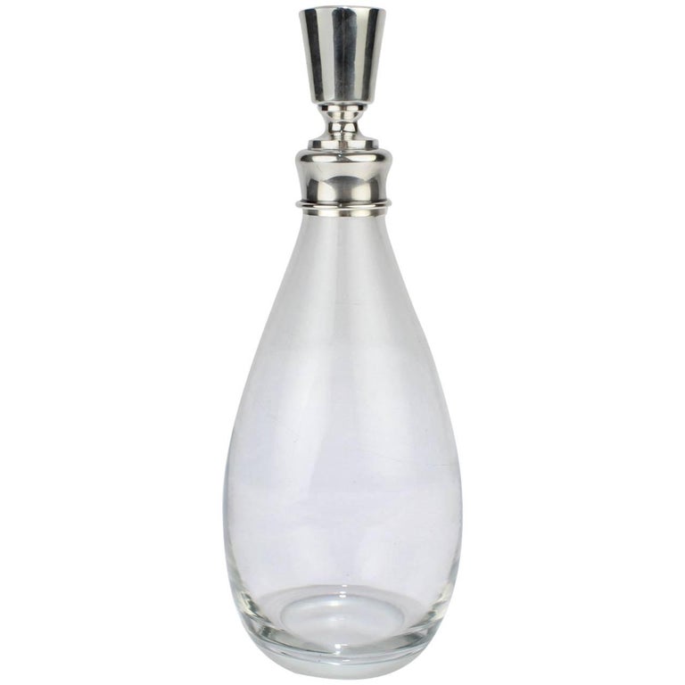 MidCentury Modern Hawkes Crystal and Sterling Silver Decanter or Bar