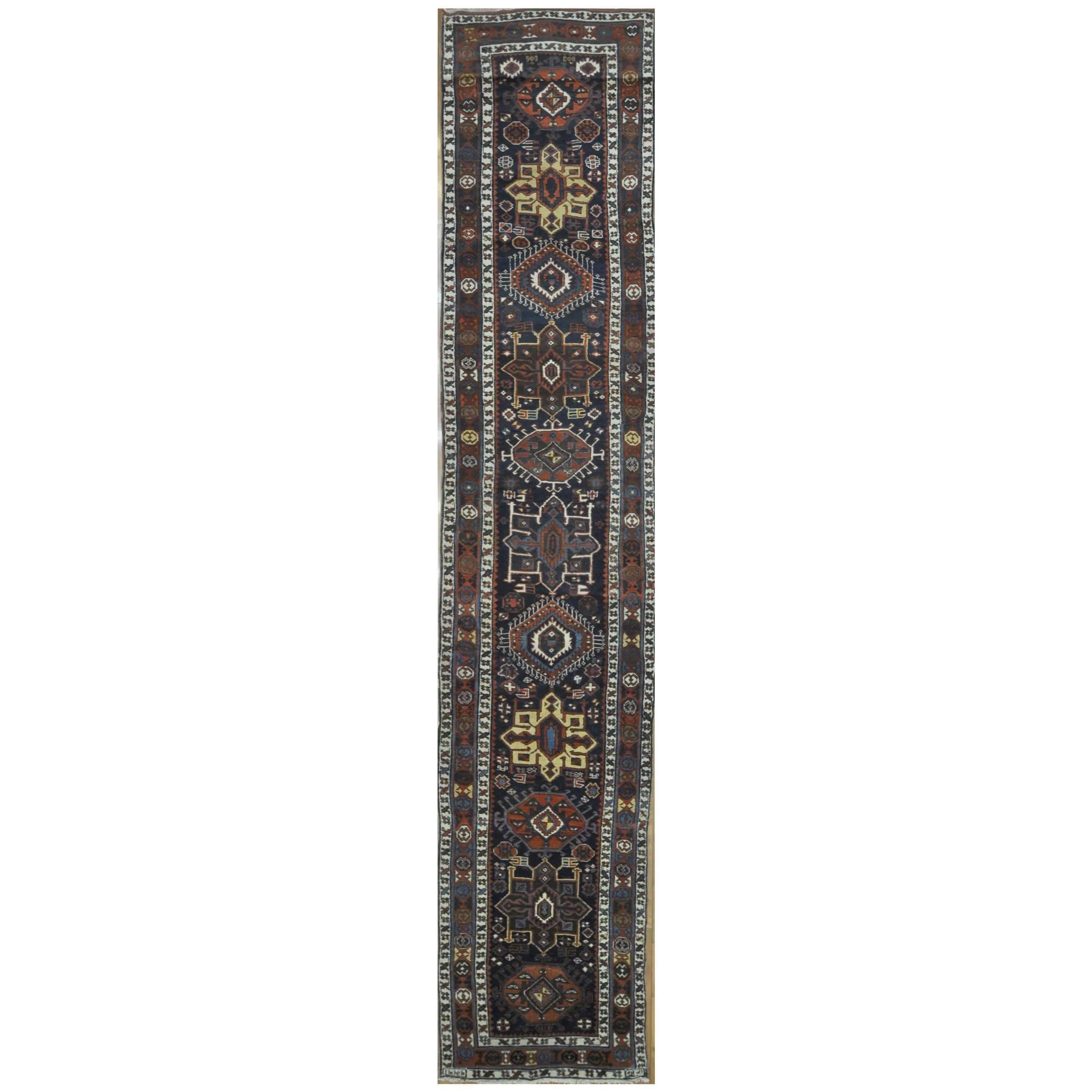 Long Handmade Antique Persian Runner Rug For Sale