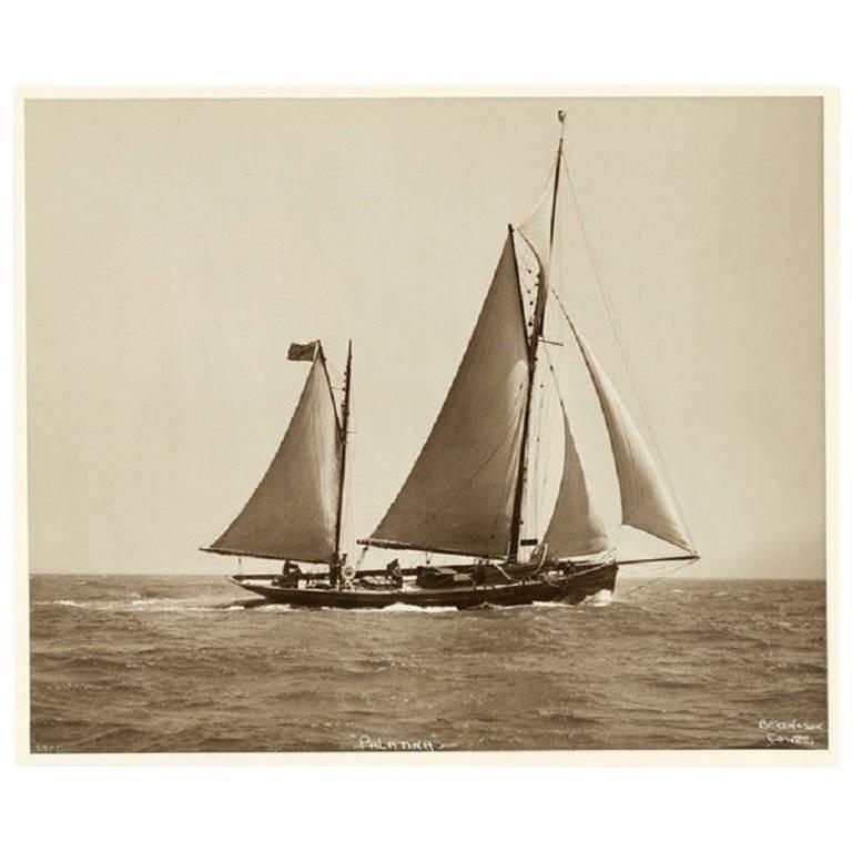 Yacht Palatina, Early Silver Photographic Print by Beken of Cowes