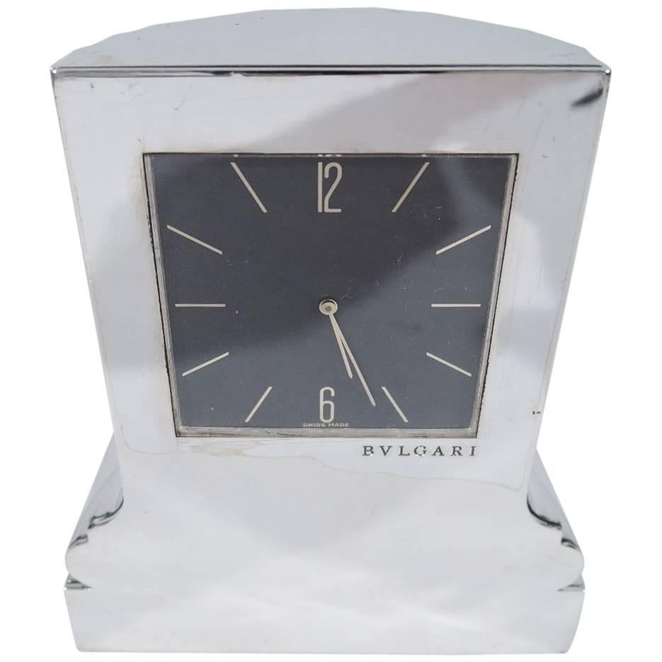 Bulgari Sterling Silver Classical Column Desk Clock