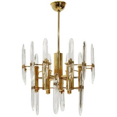 Nine Lights Brass Chandelier from Sciolari, 1970's