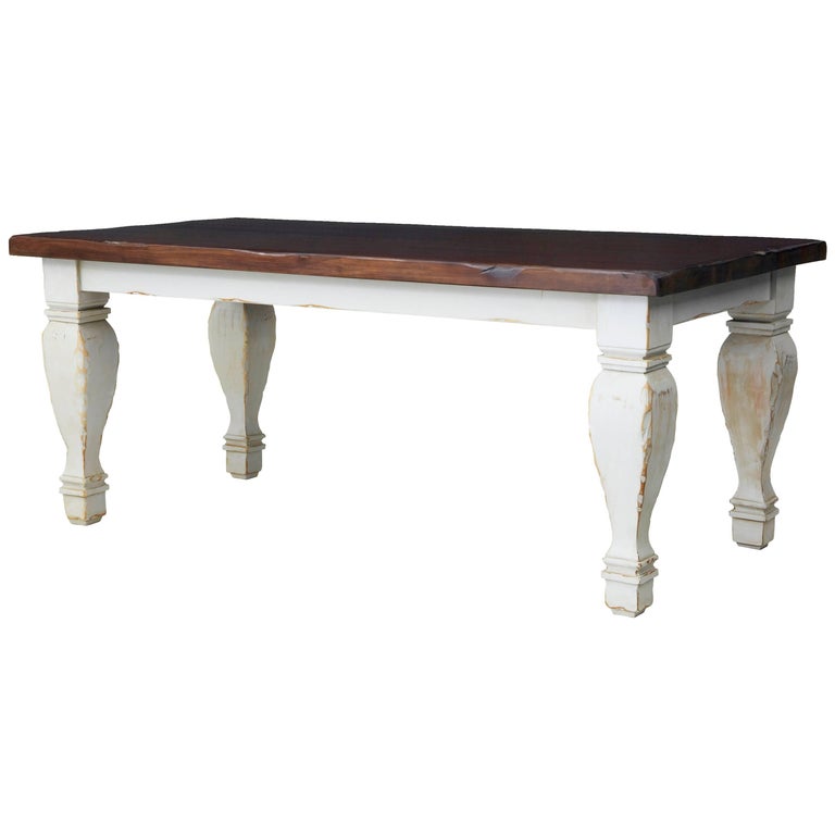 Large Hardwood Painted Base Dining Table at 1stDibs