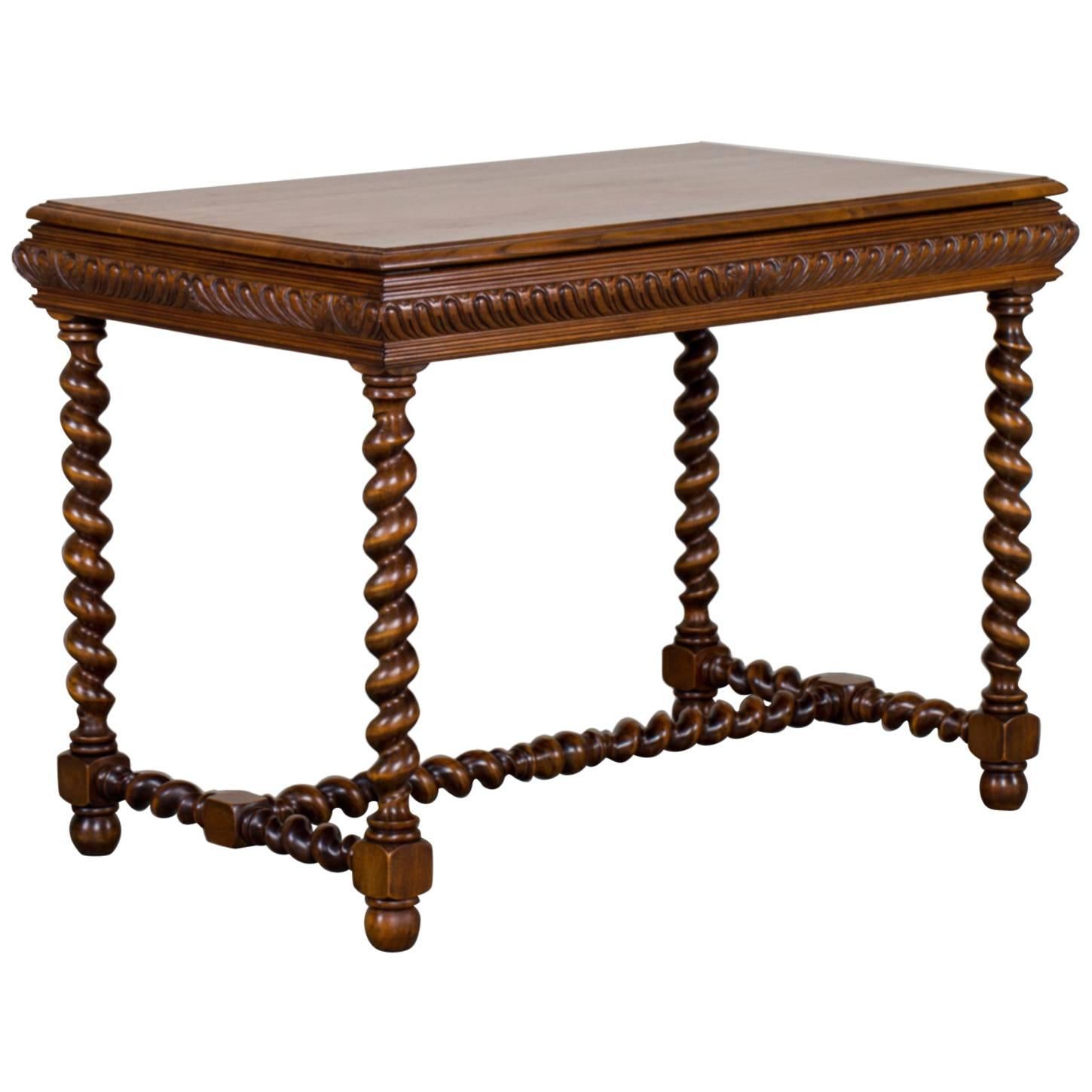 Vintage French Henri II Style Walnut Table with Drawer, circa 1920