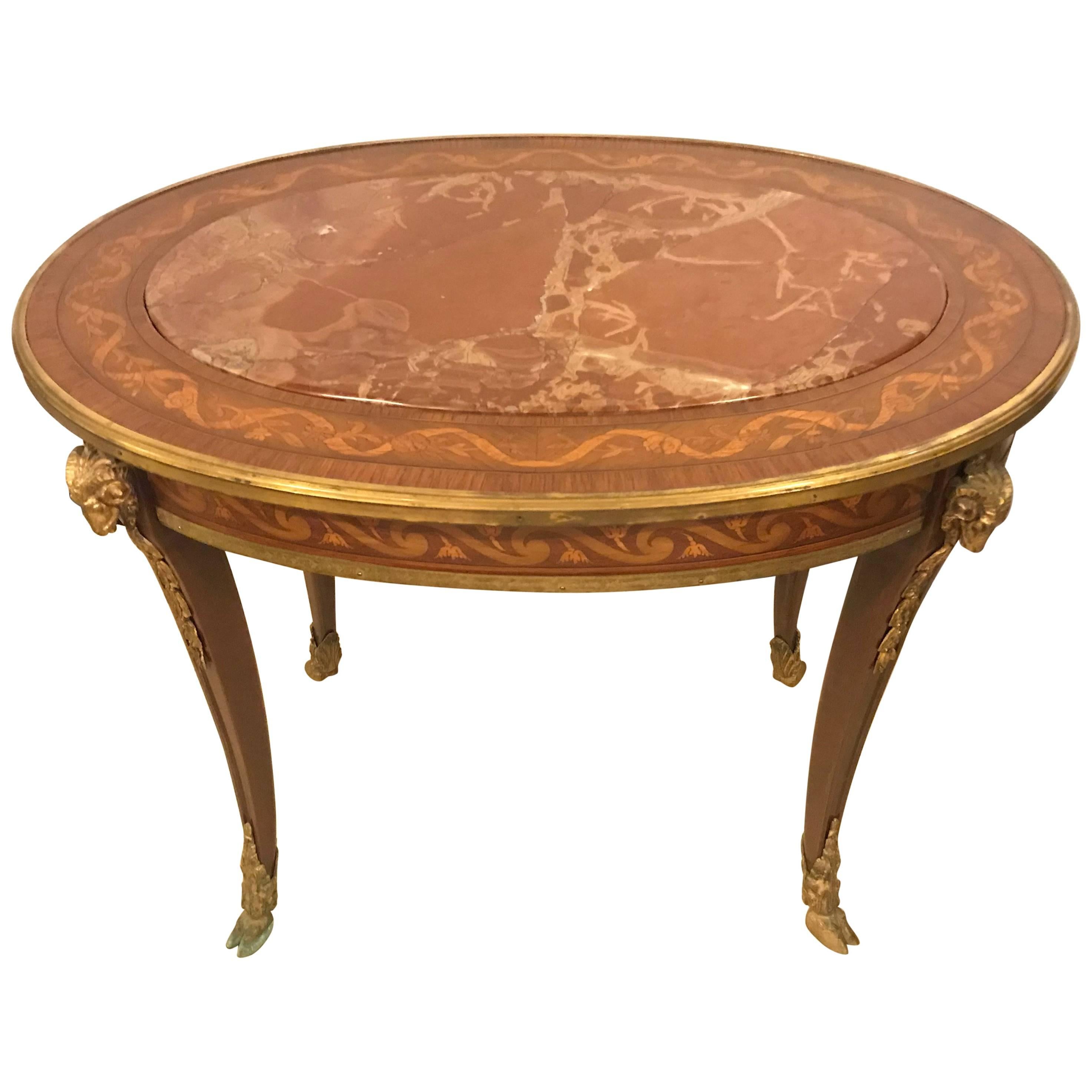 Louis XV Style Coffee Low Table W Ram's Heads