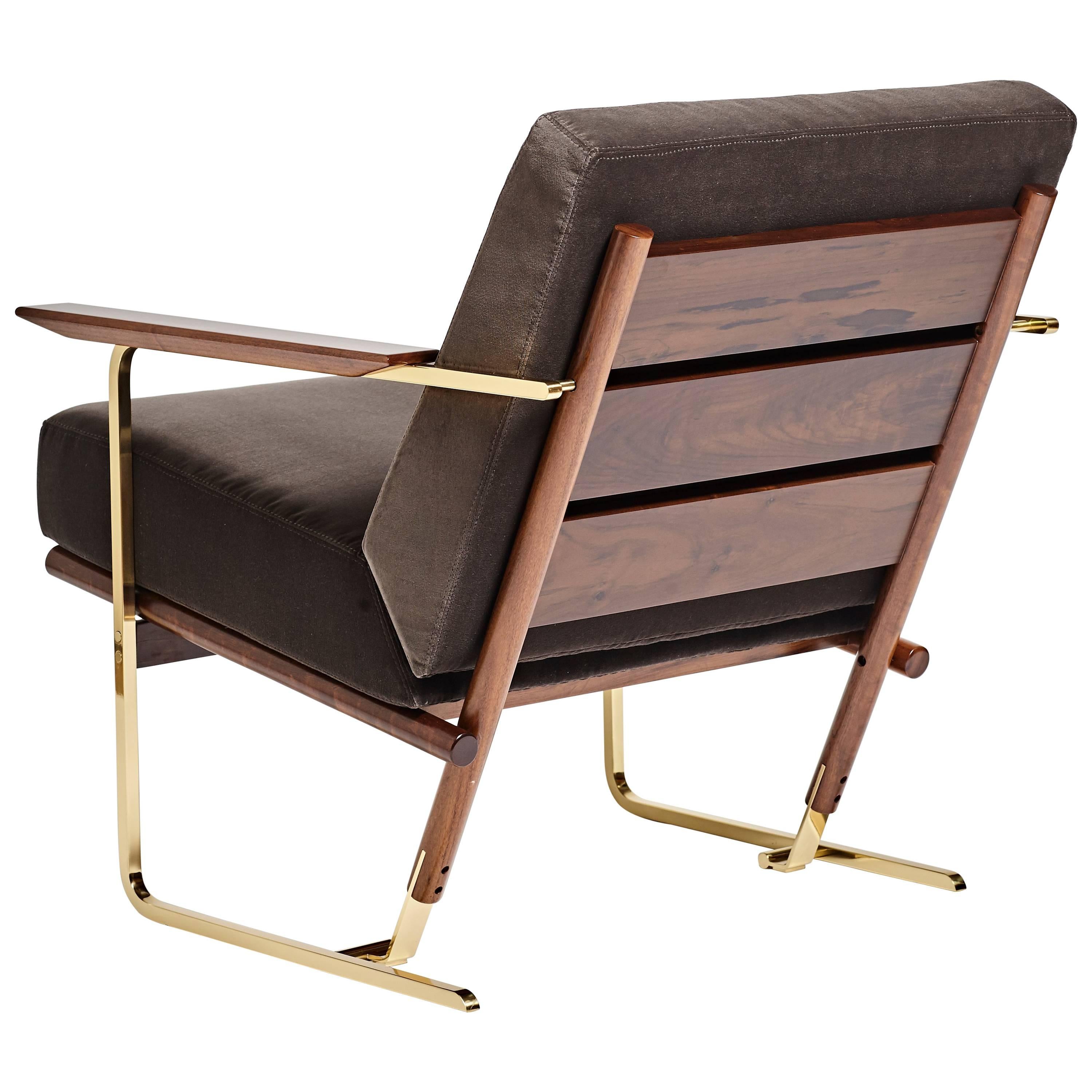 "RA40" Armchair in Imbuia Wood and Metal by Pedro Useche For Sale