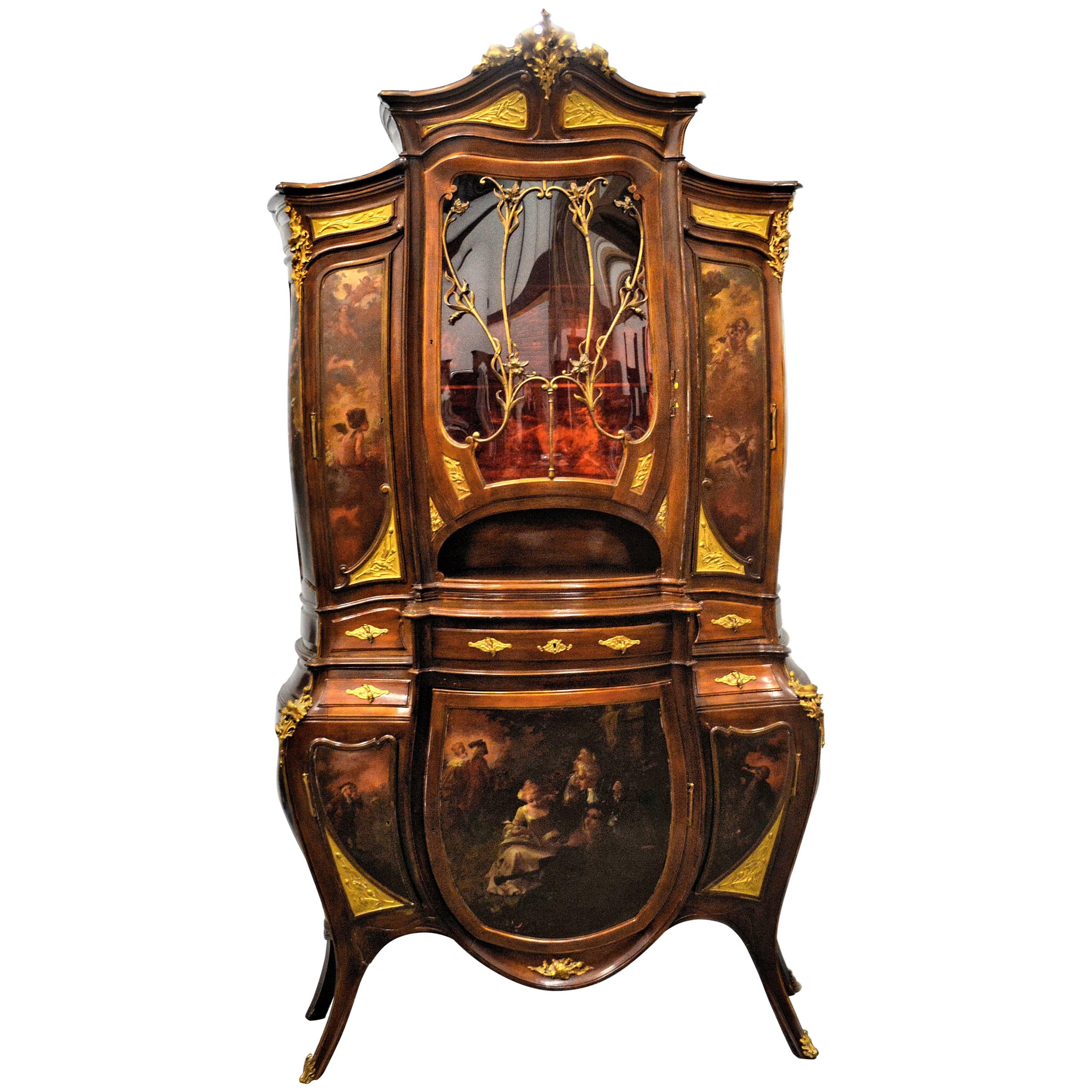 Antique French Art Nouveau Vitrine For Sale