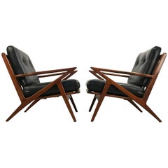 Midcentury Poul Jensen Style Z Lounge Chairs