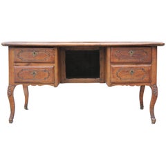 18th Century Louis XV Leather Top French Desk with Carved Detailing