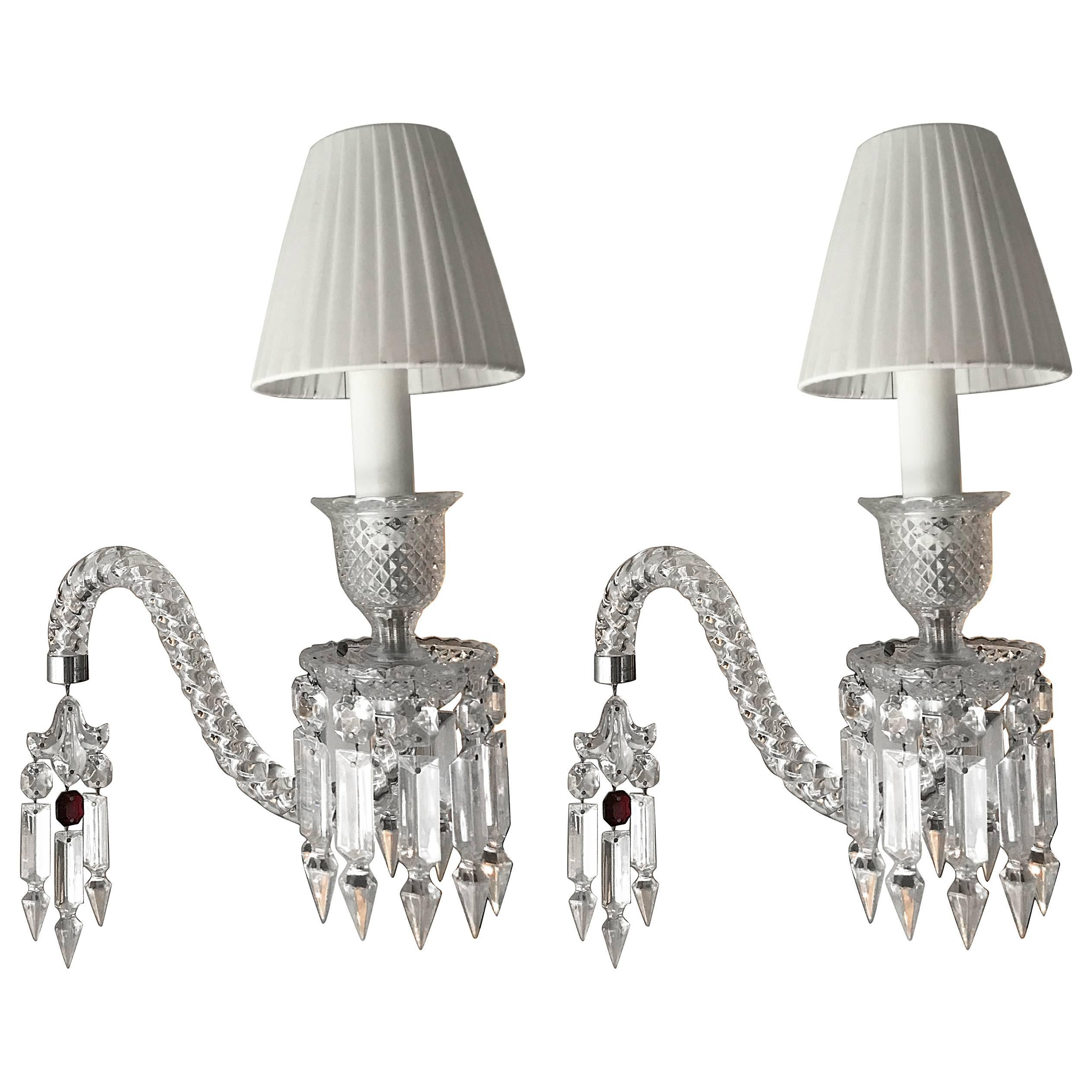 Pair of Baccarat Crystal Fantome Hanging Sconces