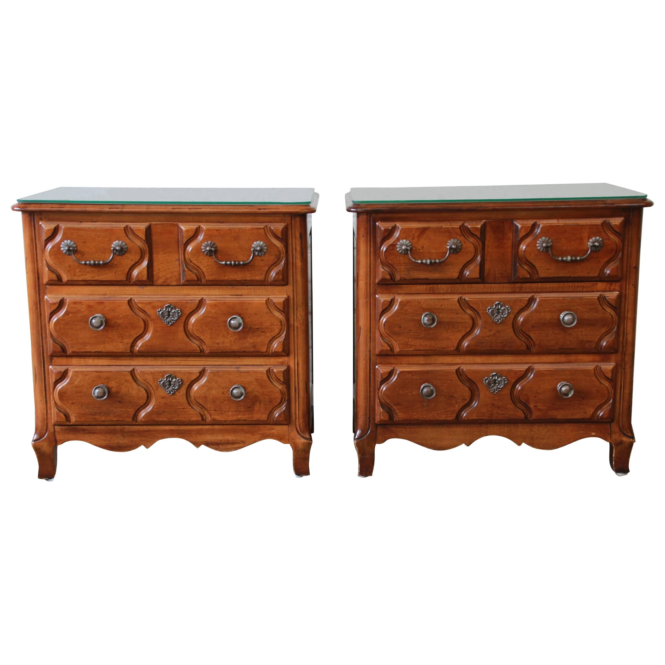 Pierre Deux French Country Three-Drawer Chests or Nightstands by Henredon, Pair