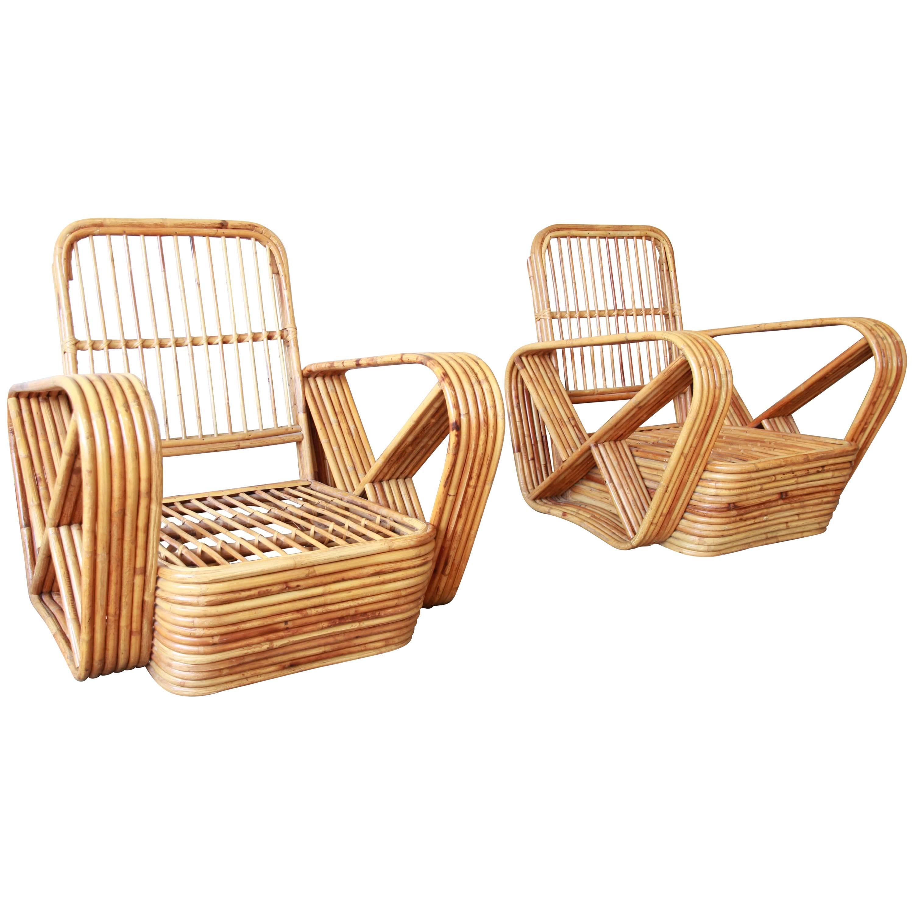 Pair of Bamboo Pretzel Chairs Attributed to Paul Frankl