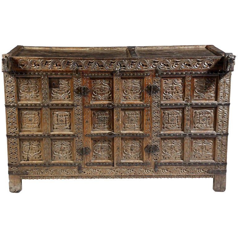 Pair of Indian Probably Mughal Dowry or Marriage Chests with Portraits