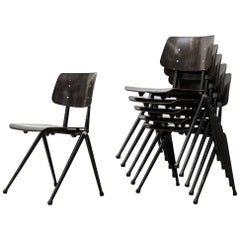 Vintage Prouve Style Stacking Industrial School Chairs