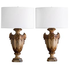 Classical Motif Vintage Italian Ceramic Urn Lamps, Italy, circa 1930