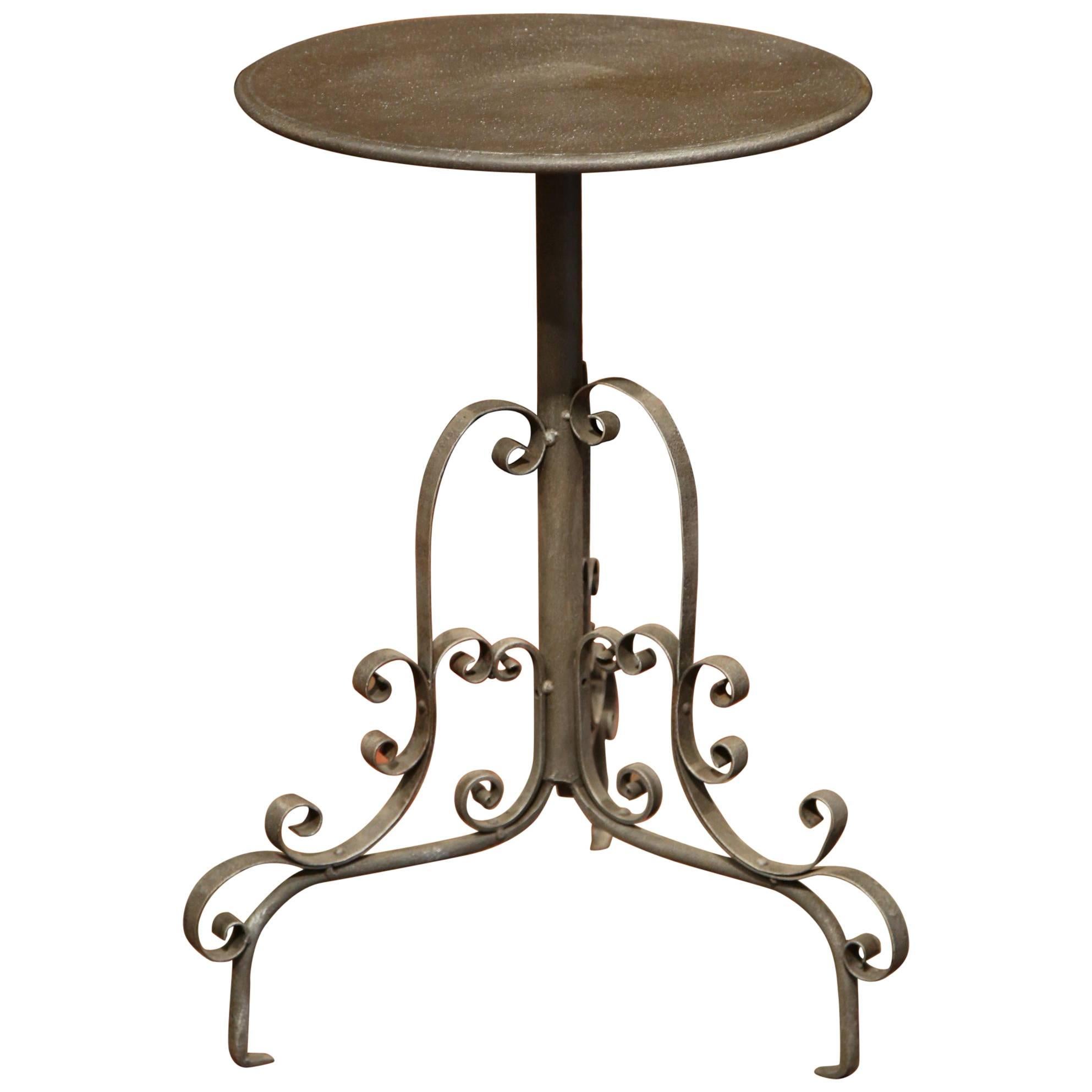 Early 20th Century French Painted Iron Martini Pedestal Round Table