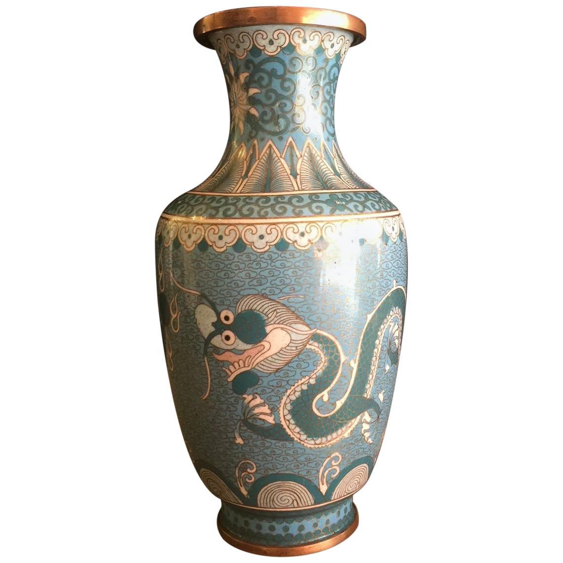 Chinese Five-Tied Emperor Cloisonne Vase from the Republic Period For Sale