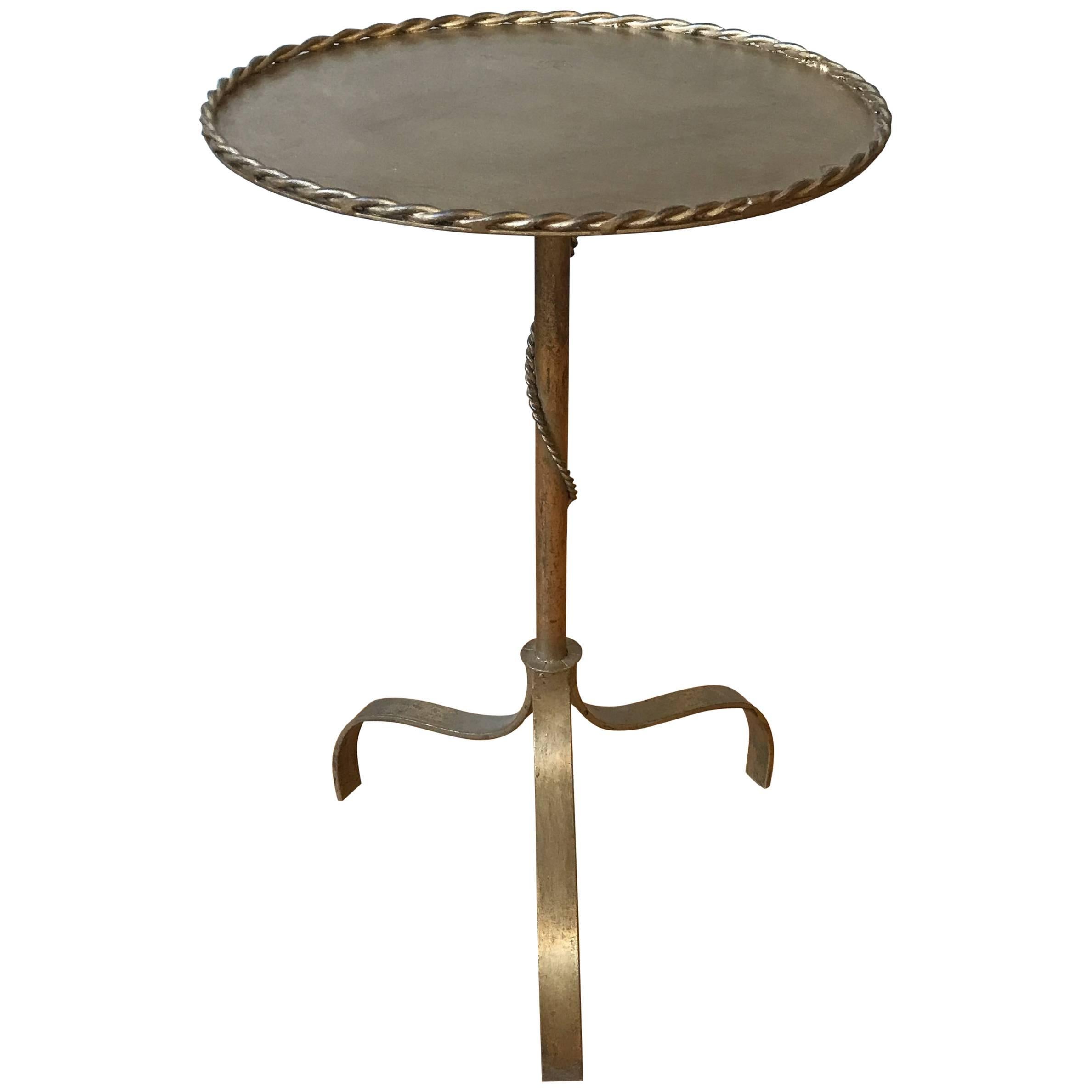 Spanish Gilt Iron Drinks Table with Braided Rope Detail For Sale