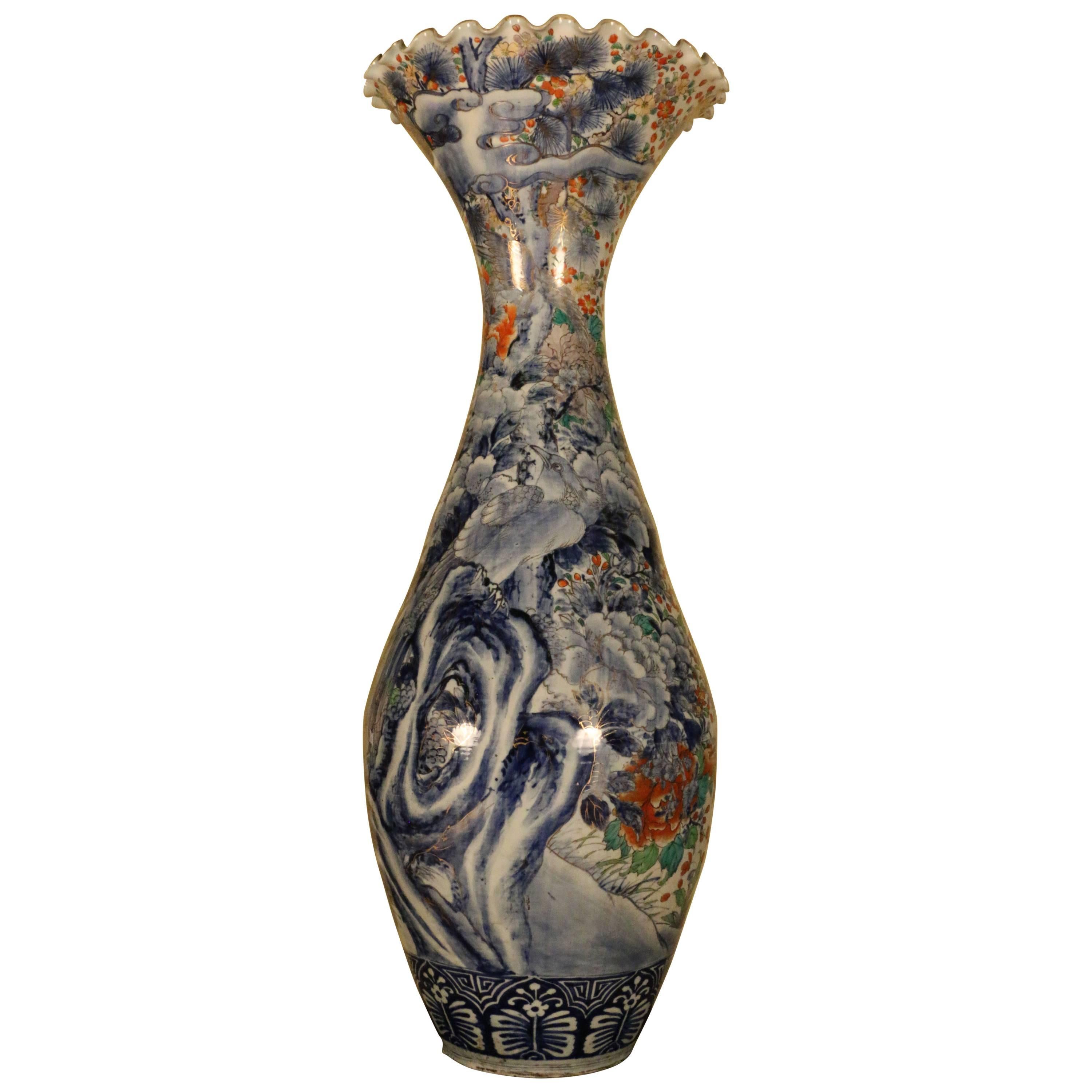 Vaso di porcellana giapponese antico molto grande