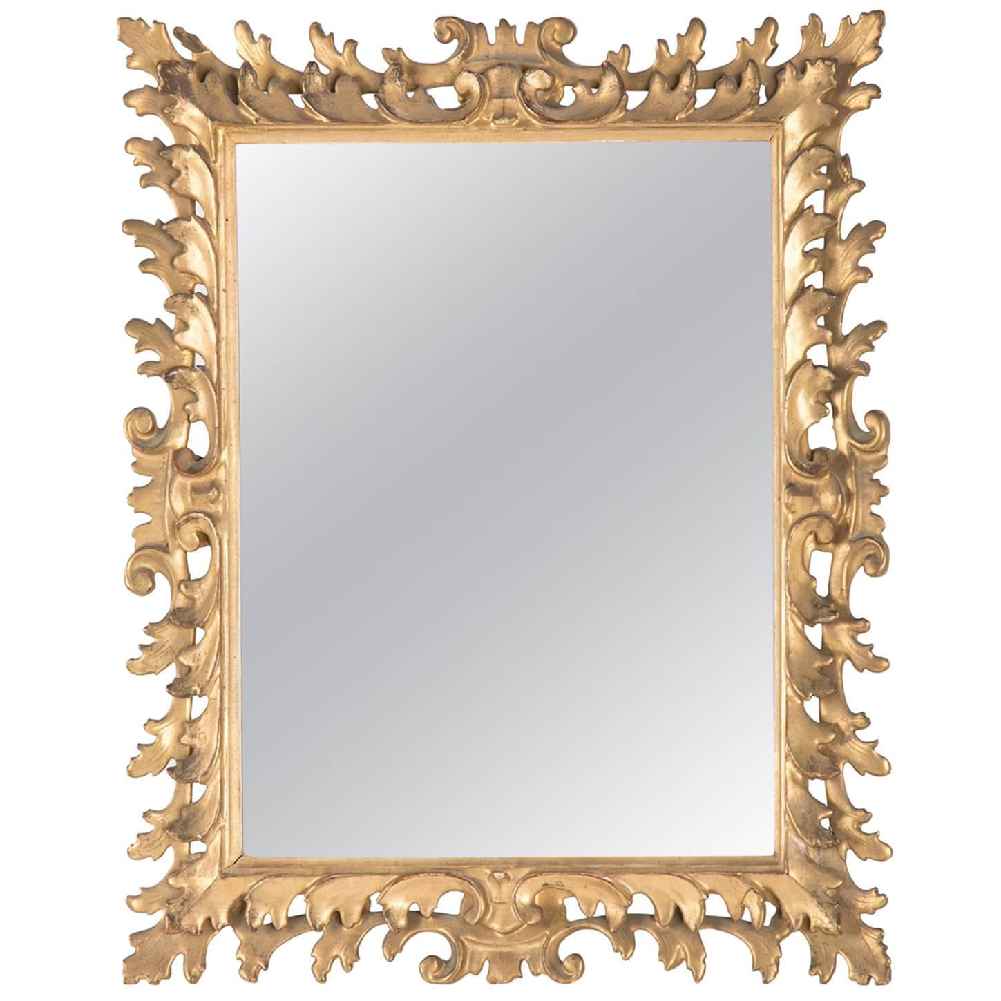 Italian Rococo Giltwood Tabletop Vainty Mirror For Sale