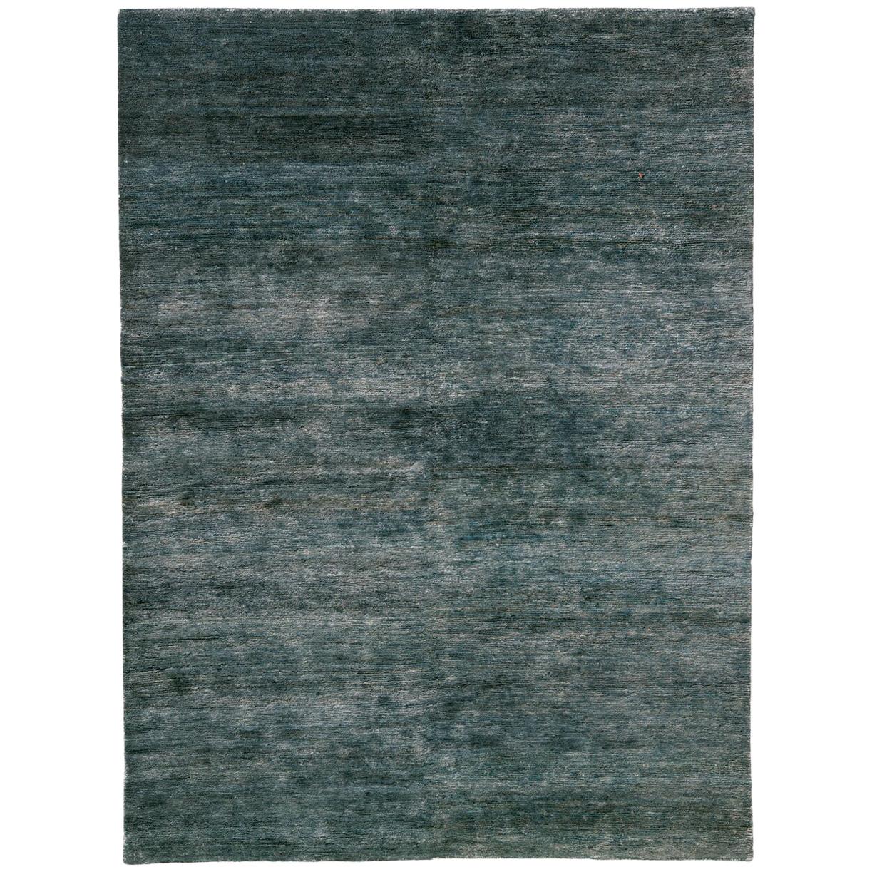 Noche Blue Green Hand-Knotted Jute Rug by Nani Marquina, Ariadna Miquel, Medium