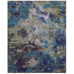 Odyssey ‘Aldrin-Ophelia’ Hand-knotted, Wool and Silk, Abstract Rug,