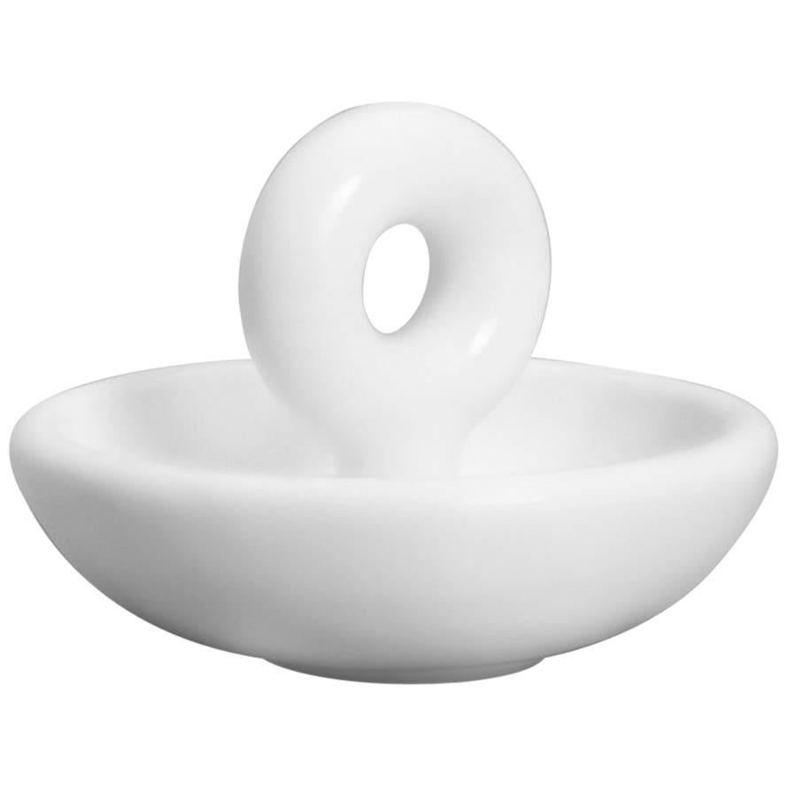 Little O Catchall / Bowl in Contemporary 3D Printed Gloss White Porcelain For Sale