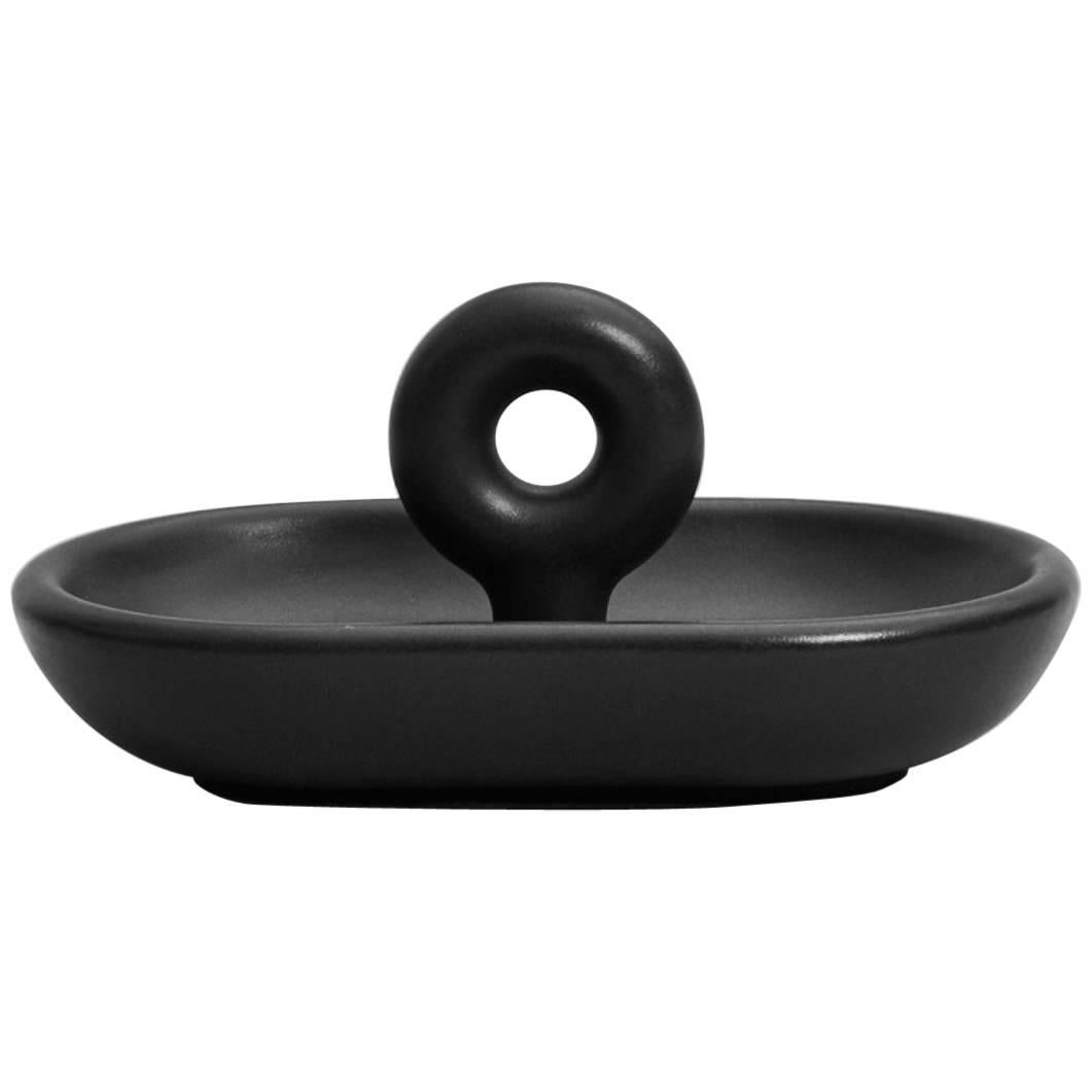 Big O Catchall / Bowl in Contemporary 3D Printed Matte Black Porcelain For Sale
