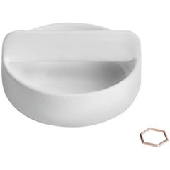 Short Trestle Bowl / Vessel in Contemporary 3D Printed Gloss White Porcelain