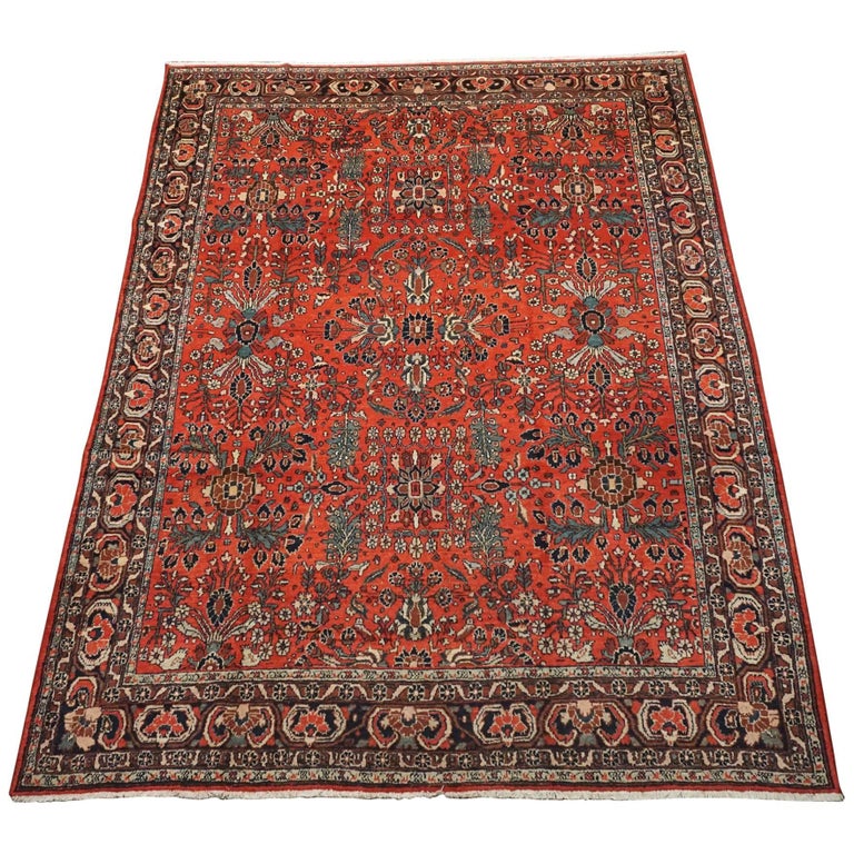 Red Persian Lilihan Area Rug Circa 1940