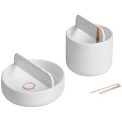 Trestle Bowl / Vessel Set in Contemporary 3D Printed Gloss White Porcelain