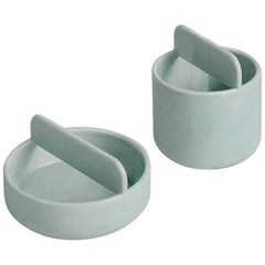 Trestle Bowl / Vessel Set in Contemporary 3D Printed Gloss Celadon Porcelain