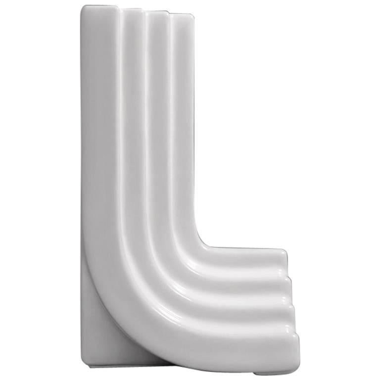 Carlo Bookend Set in Contemporary 3D Printed Gloss White Porcelain For Sale