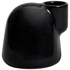 EE Single Candleholder in Contemporary 3D Printed Gloss Black Porcelain