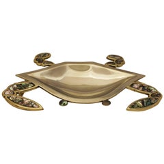 Retro Los Castillo Brass Crab Dish