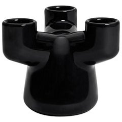 EE Triple Candleholder in Contemporary 3D Printed Gloss Black Porcelain