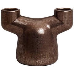 EE Double Candleholder in Contemporary 3D Printed Polished Bronze