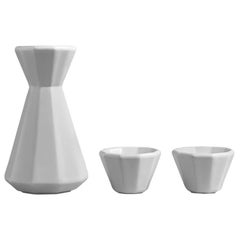 Lilium Carafe / Vessel Set in Contemporary 3D Printed Gloss White Porcelain