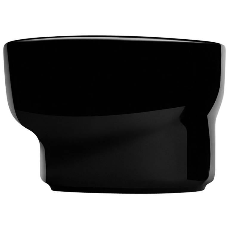 Big Glitch Vase / Vessel in Contemporary 3D Printed Gloss Black Porcelain For Sale