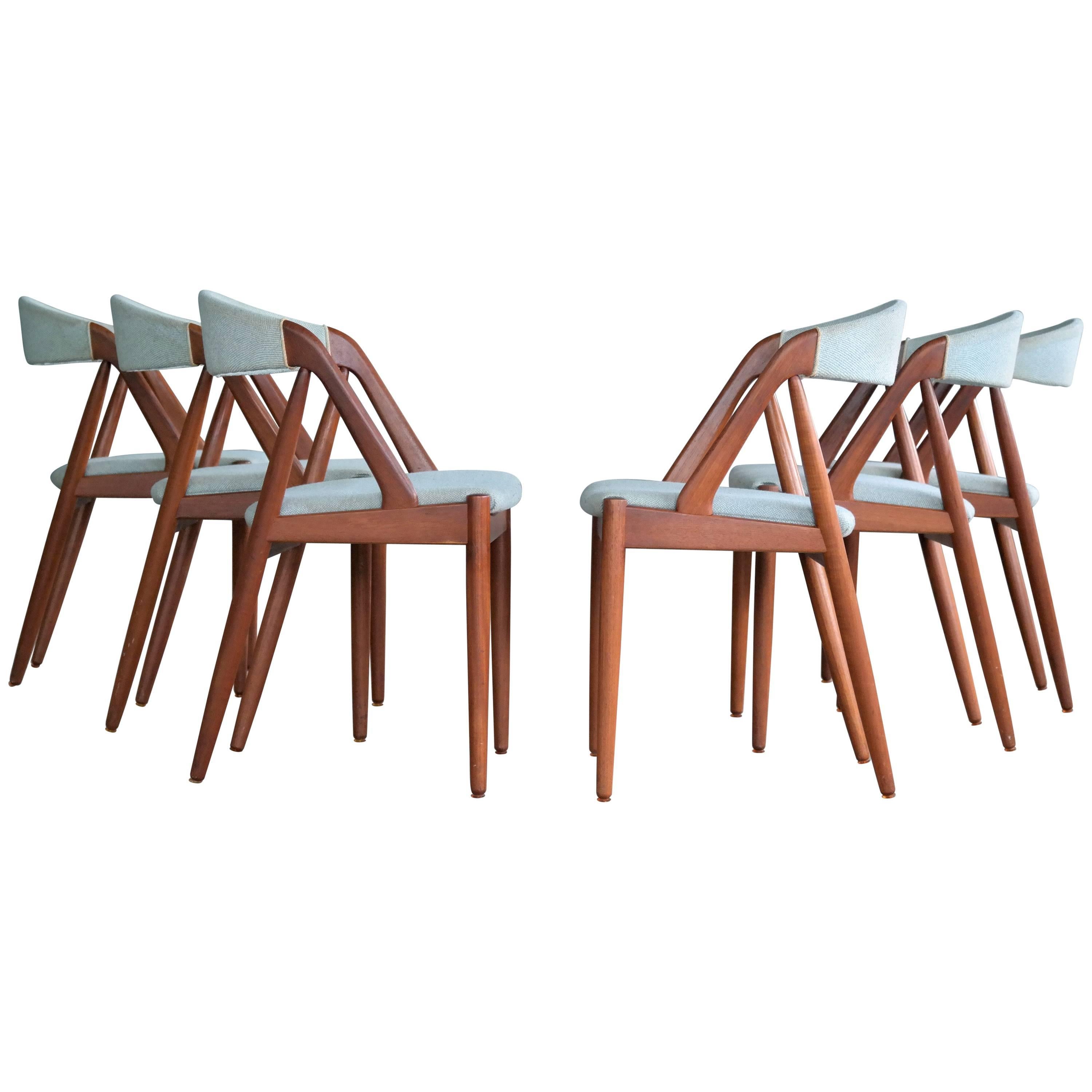 Kai Kristiansen Six Mid-century Teak Dining Chairs Model 31 for Schou Andersen