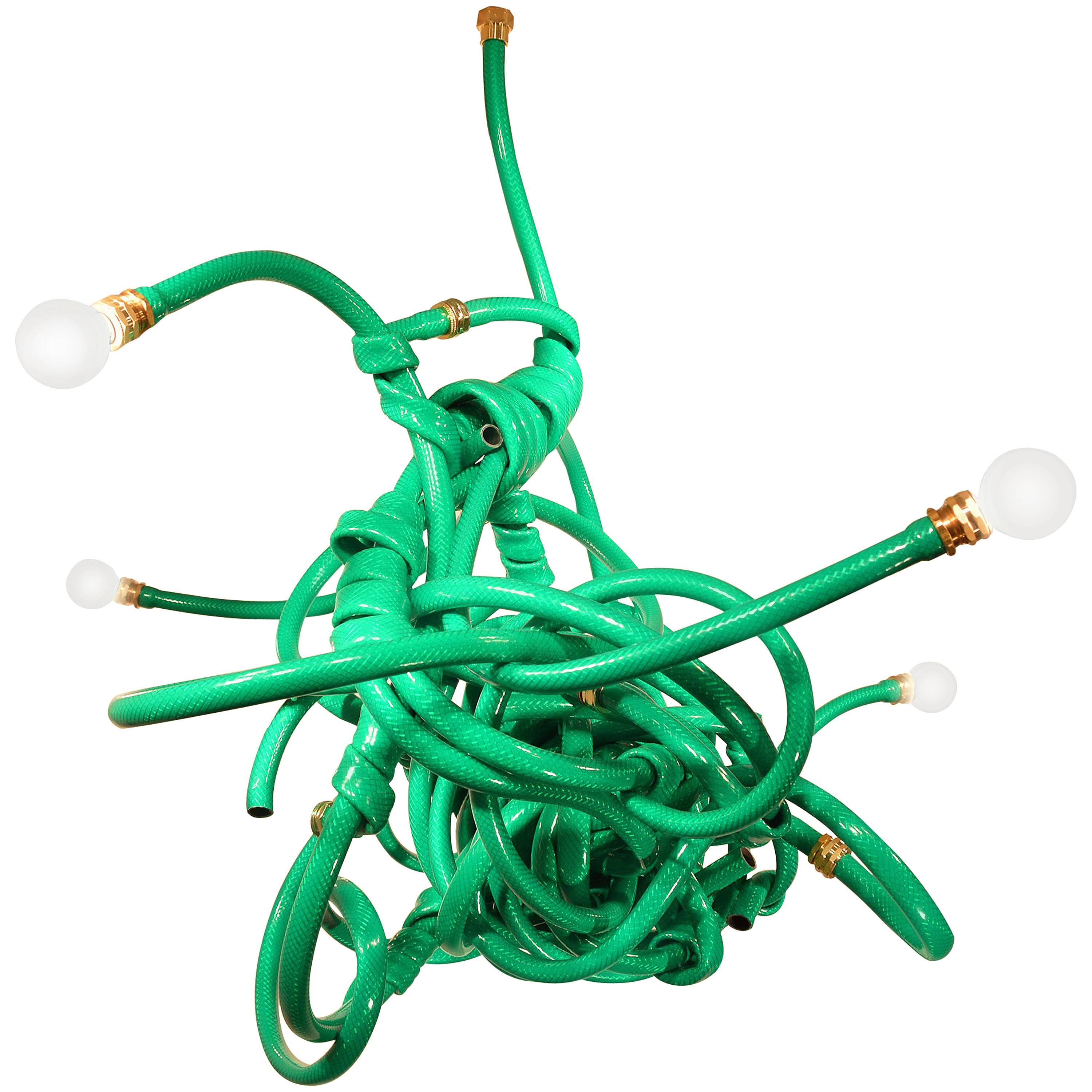 Garden Hose Chandelier Style Lighting Fixture by Justin Cooper Studios For Sale