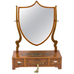 Used Satinwood Painted Dressing Table Mirror, circa 1880
