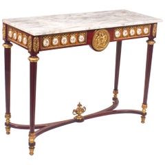 Vintage French Ormolu and Porcelain Mounted Console Table, Late 20th Century