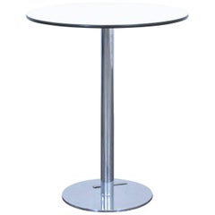 Designer Table White Wood Chrome Swiss Air Lounge Bistro Round Modern