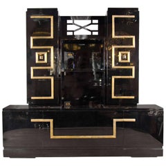 Retro Important and Stunning Custom Cabinet in Black Lacquer & Gilt by James Mont 