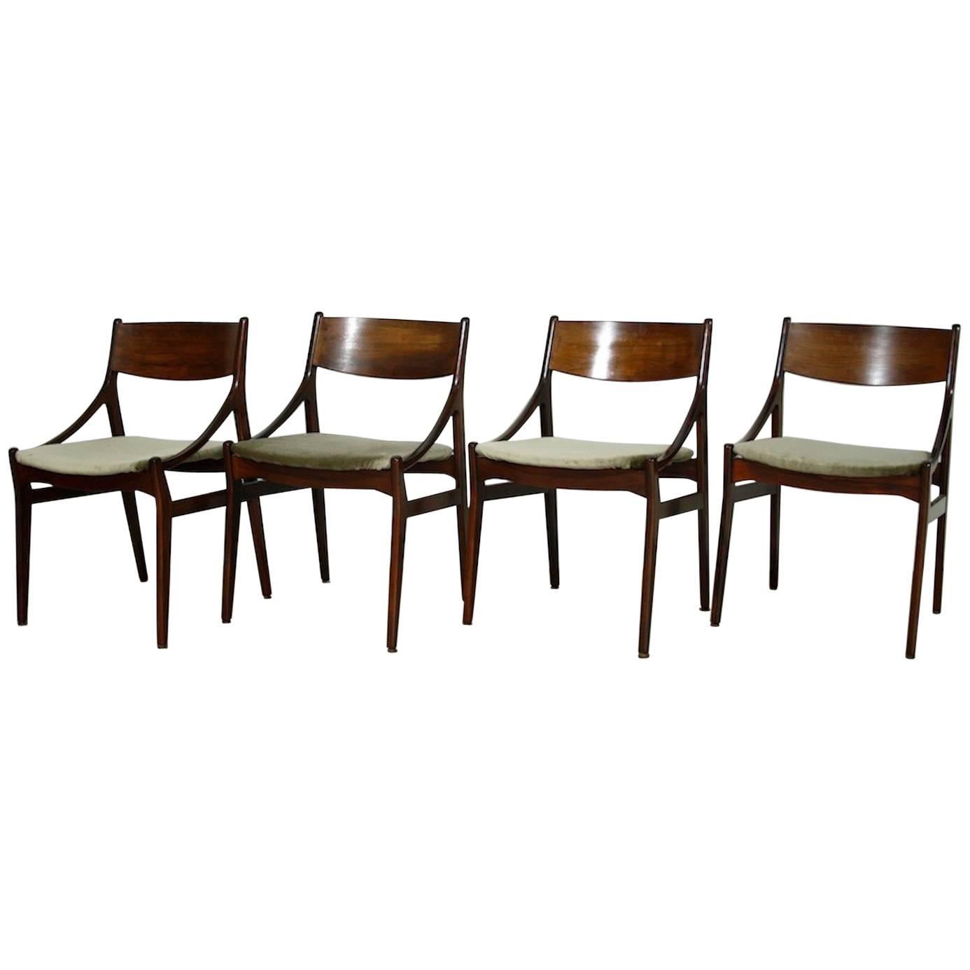 Four Dining Chairs by Vestervig Erikson for Brdr Tromborg Lystrup, Denmark 1960s For Sale