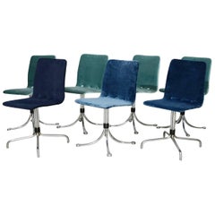 Brabantia Velvet Dining Chairs, Holland, 1960s