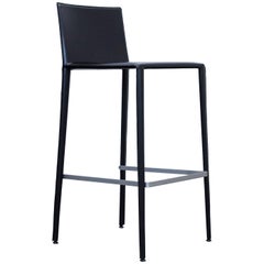 Arper Leather Bar Chair Black Modern Swiss Air Lounge Barstool