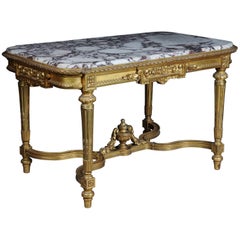 Incroyable table de salon française Louis XVI dorée, vers 1910