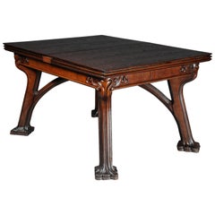 Unique Extendable Table, Art Nouveau, Eugene Gaillard, Solid Oak